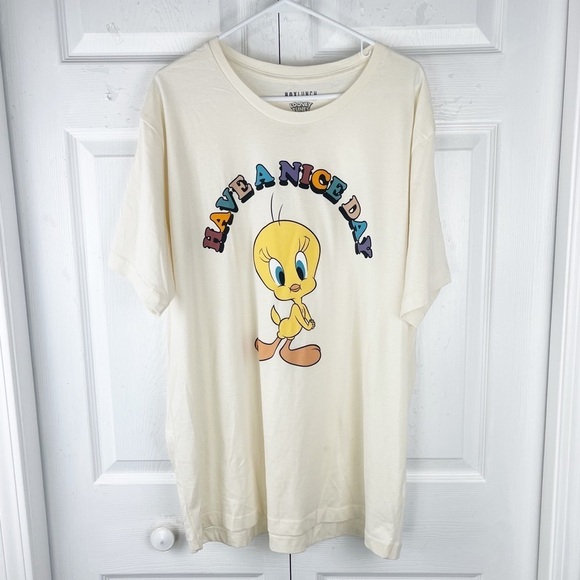 Warner Bros Yellow Looney Tunes Tweety Bird Have a Nice Day Shirt Size 2X - Picture 4 of 8